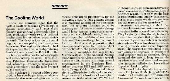 The Cooling World -- article from Newsweek magazine, April 28, 1975.