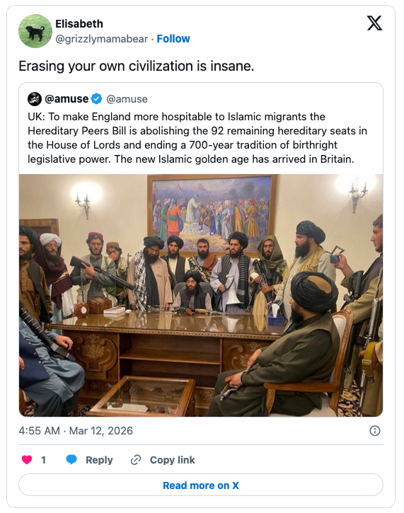 A group of men, some armed and wearing traditional clothing, gathered around a table in a formal setting, with a large painting on the wall behind them.