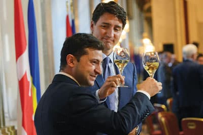 Ukrainian leader Volodymyr Zelensky globalist Justin Trudeau Canada