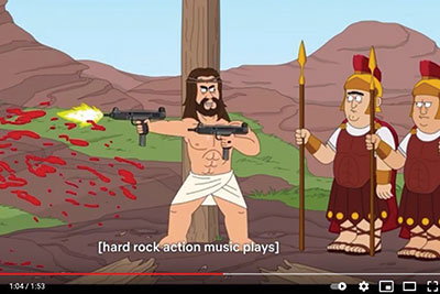 Jesus cartoon Netflix NRA gun rights blasphemy