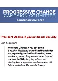 Progressives Won’t Support Obama in 2012 If Entitlements Cut
