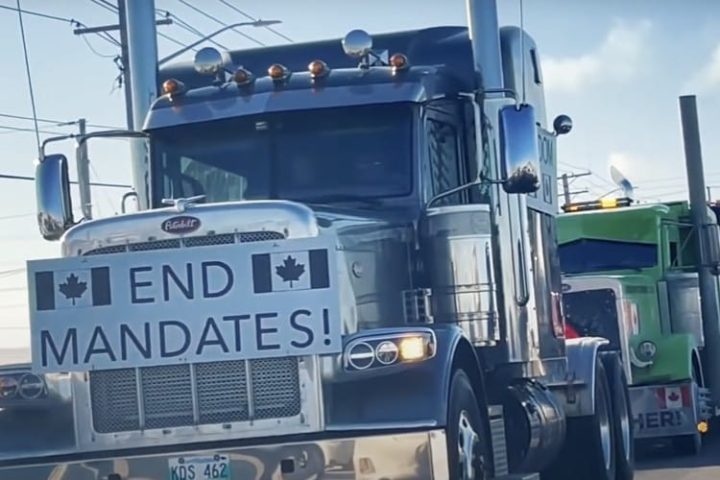 Semis Stretching 45 Miles Approach Ottawa to Demand Medical Freedom