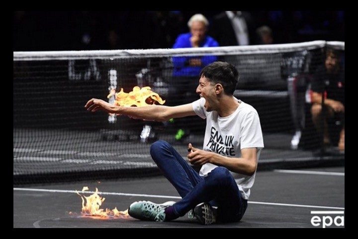 Climate Crazy Lights Self on Fire and Interrupts Tennis Match