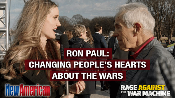 <p>Veronika Kyrylenko interviews former Texas congressman Ron Paul at an anti-war rally in Washington in February.</p>