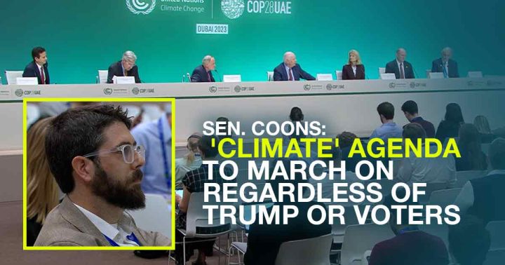<p>Alex Newman asks panel of U.S. senators a question at the COP 28 climate conference in Dubai. The New American was the only accredited media at the conference that was not sympathetic to the climate-change alarmism spewed at the Nov. 30 - Dec. 12 confab.</p>