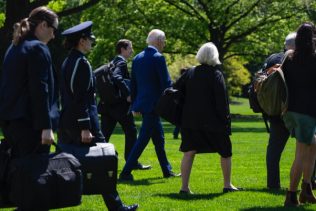 Biden Aides Hide His Slow, Shuffling Stride by Surrounding Him on Walk to Marine One; Age Concerns Increase