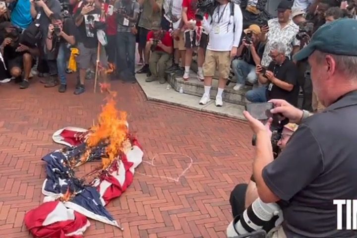 Palestinian Protesters Shout Terrorist Threats, Burn U.S. Flag in D.C.