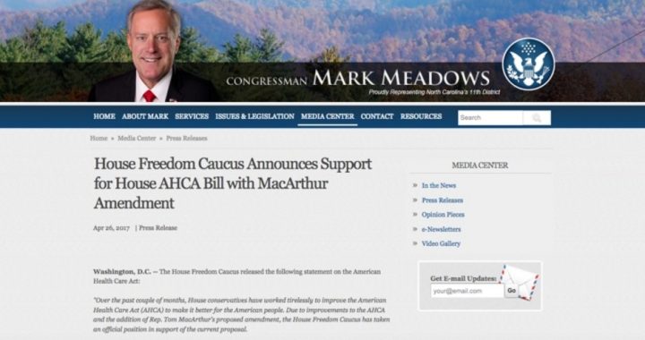 Freedom Caucus Endorses Amended ObamaCare Replacement