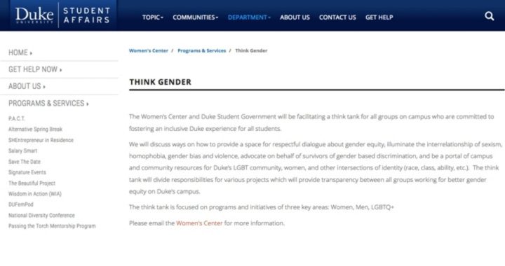 Duke University Creates Gender-focused Think Tank