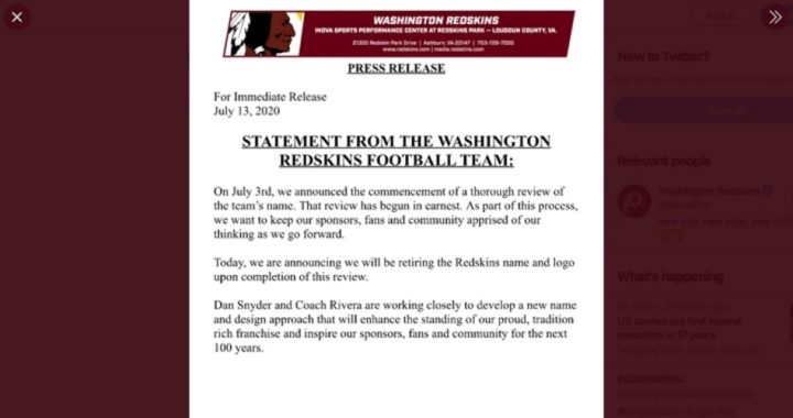 Washington Wokesters? On Bended Knee, Redskins Drop Team Name, Logo