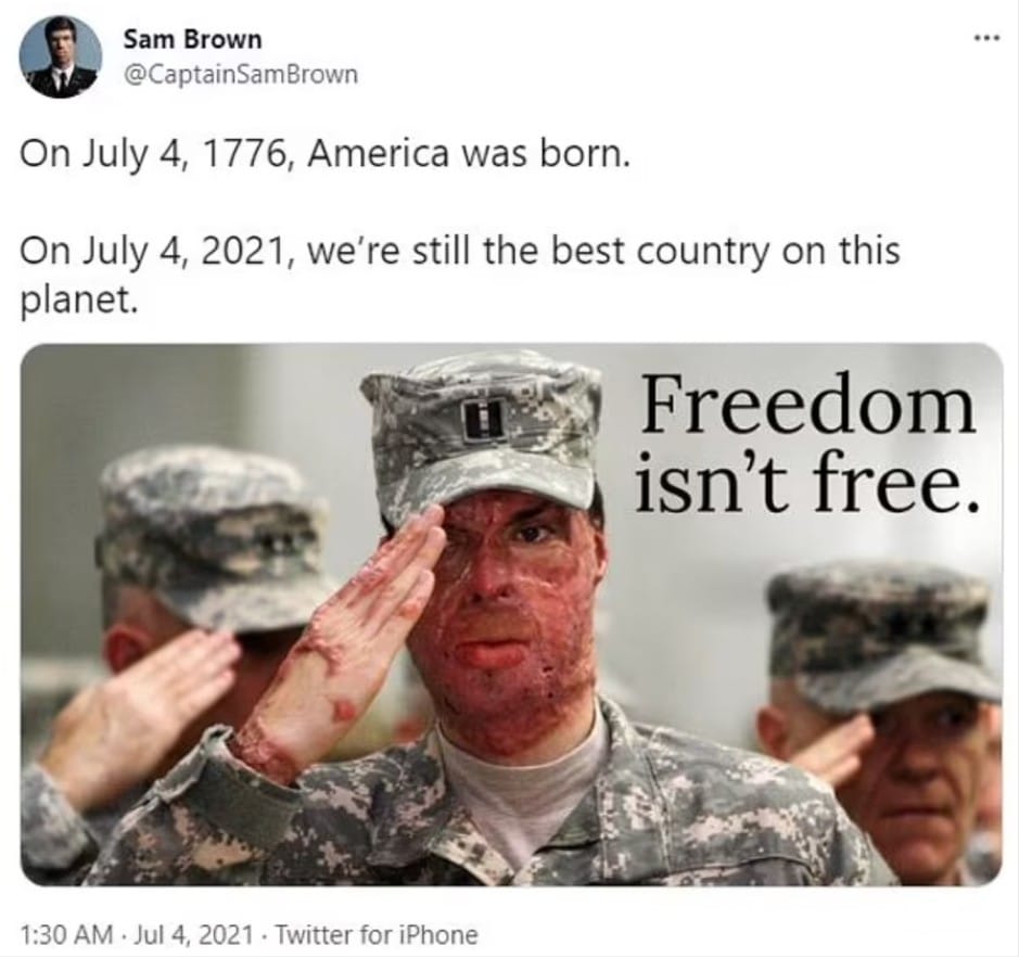 Freedom Not Free Tweet