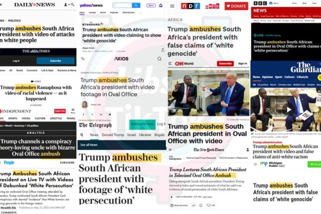 Hate-Trump Media Outlets Use Identical Words in Headlines About Trump’s Meeting With South African President Hate-Trump Media Outlets Use Identical Words in Headlines About Trump’s Meeting With South African President
