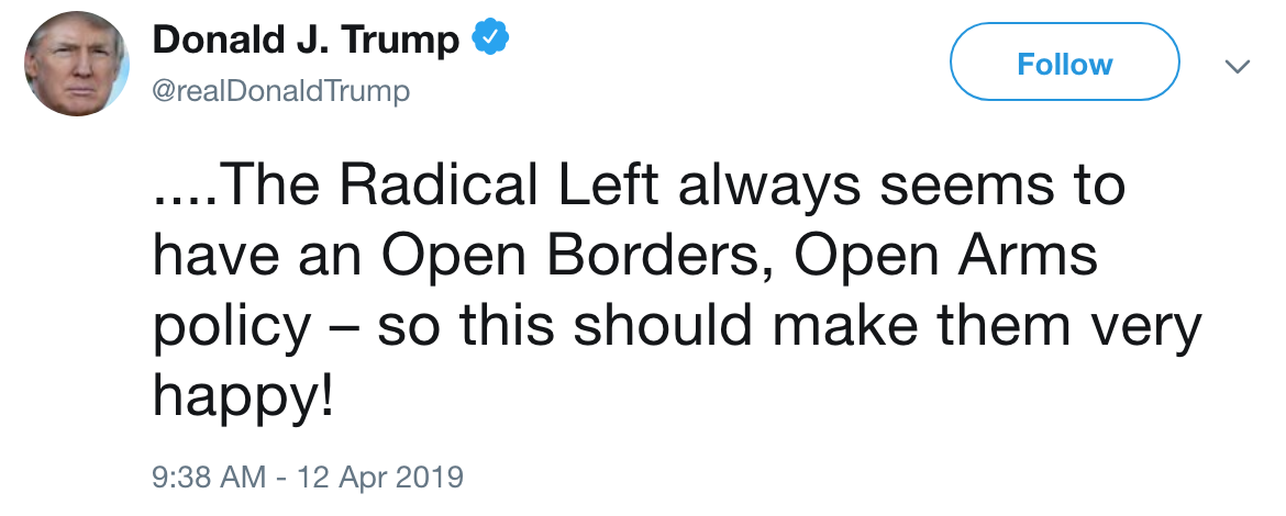 trump tweet open borders