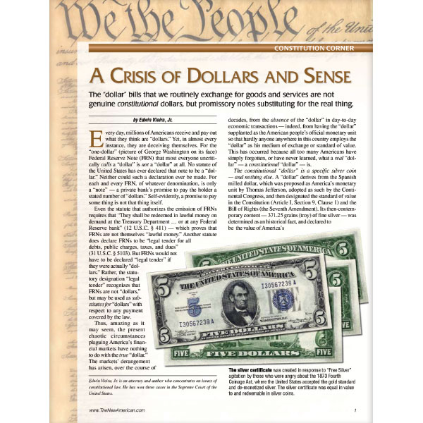 A Crisis of Dollars and Sense reprint