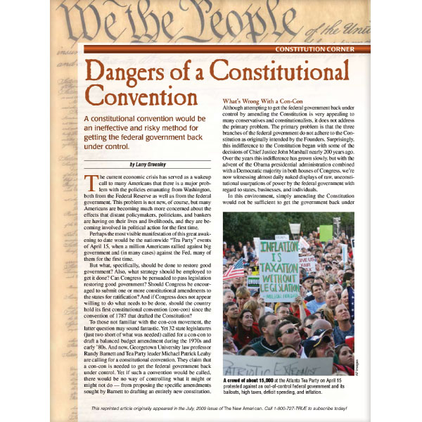 Dangers of a Constitutional Convention reprint