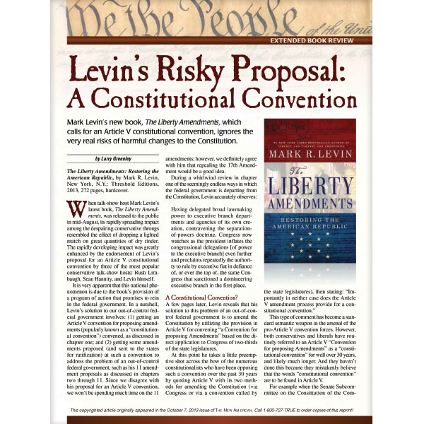 Levin's Risky Proposal: A Constitutional Convention  reprint