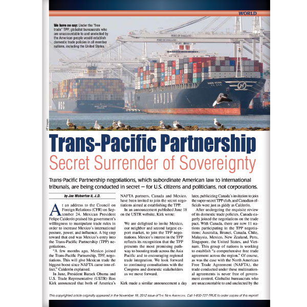 Trans-Pacific Partnership: Secret Surrender of Sovereignty reprint